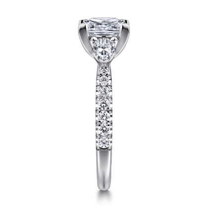 Abina - 14K White Gold Princess Cut Three Stone Diamond Engagement Ring