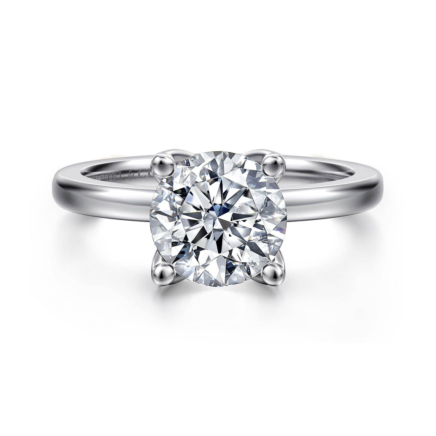Abley - 14K White Gold Round Solitaire Diamond Engagement Ring