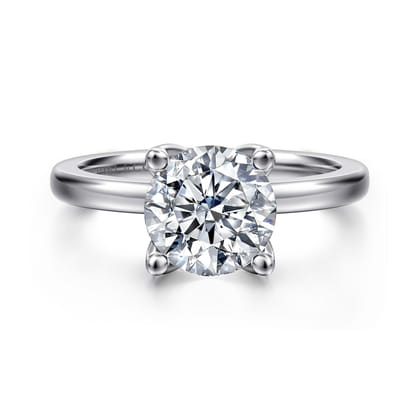 Abley - 14K White Gold Round Solitaire Diamond Engagement Ring