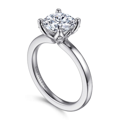 Abley - 14K White Gold Round Solitaire Diamond Engagement Ring
