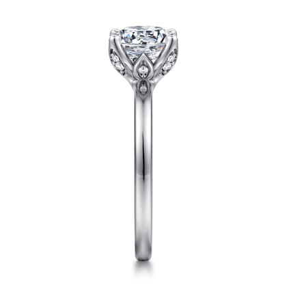 Abley - 14K White Gold Round Solitaire Diamond Engagement Ring