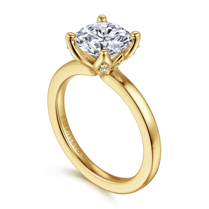 Abley - 14K Yellow Gold Round Solitaire Diamond Engagement Ring