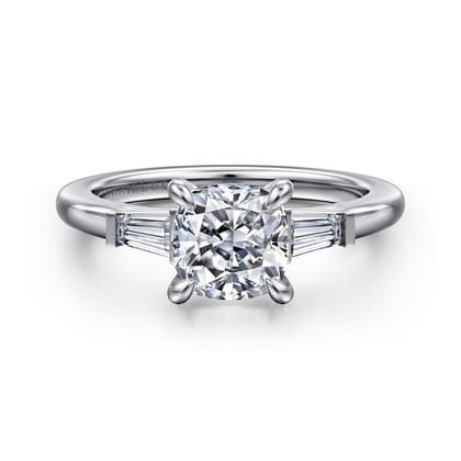 Acacia - 14K White Gold Cushion Cut Three Stone Diamond Engagement Ring