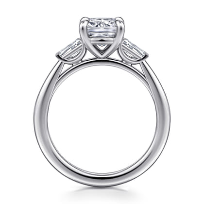 Acacia - 14K White Gold Cushion Cut Three Stone Diamond Engagement Ring
