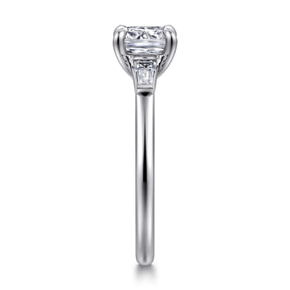 Acacia - 14K White Gold Cushion Cut Three Stone Diamond Engagement Ring