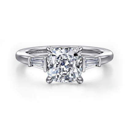 Acacia - 14K White Gold Cushion Cut Three Stone Diamond Engagement Ring