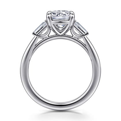 Acacia - 14K White Gold Cushion Cut Three Stone Diamond Engagement Ring