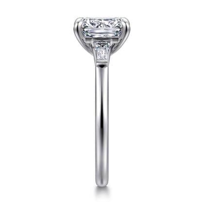 Acacia - 14K White Gold Emerald Cut Three Stone Diamond Engagement Ring