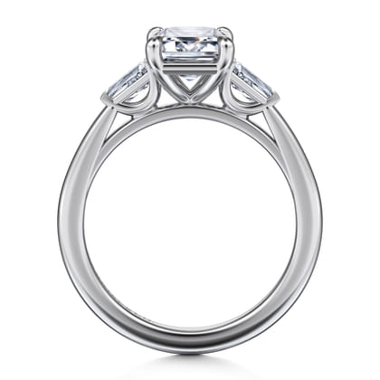 Acacia - 14K White Gold Emerald Cut Three Stone Diamond Engagement Ring