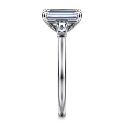 Acacia - 14K White Gold Emerald Cut Three Stone Diamond Engagement Ring