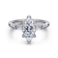 Acacia - 14K White Gold Marquise Shape Three Stone Diamond Engagement Ring