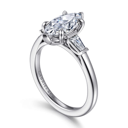 Acacia - 14K White Gold Marquise Shape Three Stone Diamond Engagement Ring