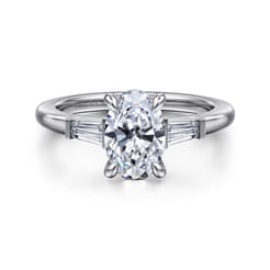 Acacia - 14K White Gold Oval Three Stone Diamond Engagement Ring