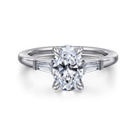 Acacia - 14K White Gold Oval Three Stone Diamond Engagement Ring