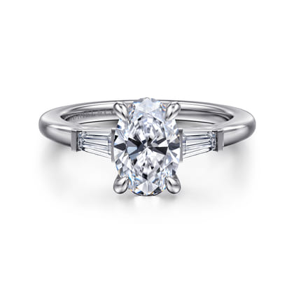 Acacia - 14K White Gold Oval Three Stone Diamond Engagement Ring