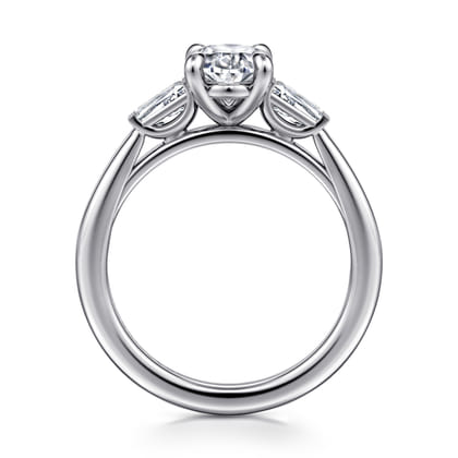Acacia - 14K White Gold Oval Three Stone Diamond Engagement Ring