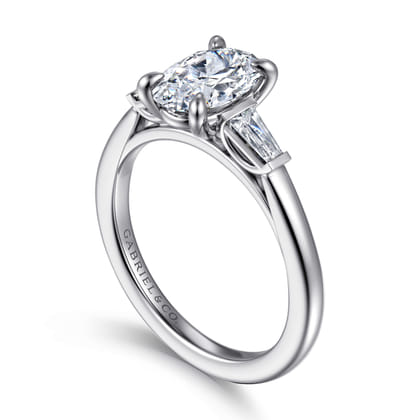 Acacia - 14K White Gold Oval Three Stone Diamond Engagement Ring