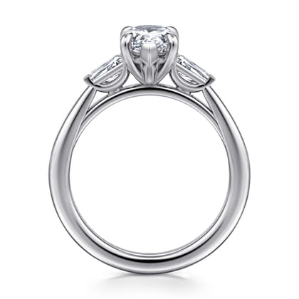 Acacia - 14K White Gold Pear Shape Three Stone Diamond Engagement Ring