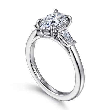 Acacia - 14K White Gold Pear Shape Three Stone Diamond Engagement Ring