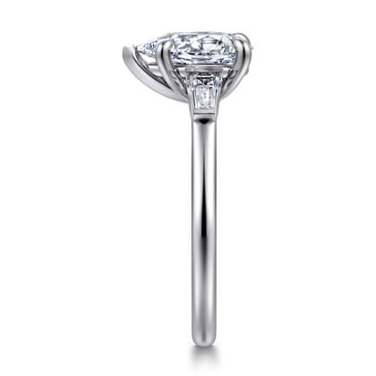 Acacia - 14K White Gold Pear Shape Three Stone Diamond Engagement Ring