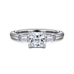 14K White Gold Princess Cut Three Stone Diamond Engagement Ring
