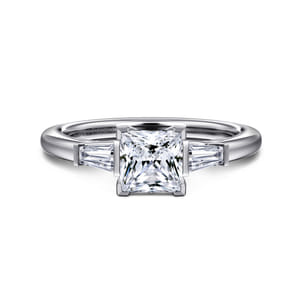 Acacia - 14K White Gold Princess Cut Three Stone Diamond Engagement Ring