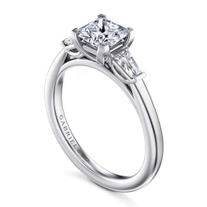 Acacia - 14K White Gold Princess Cut Three Stone Diamond Engagement Ring