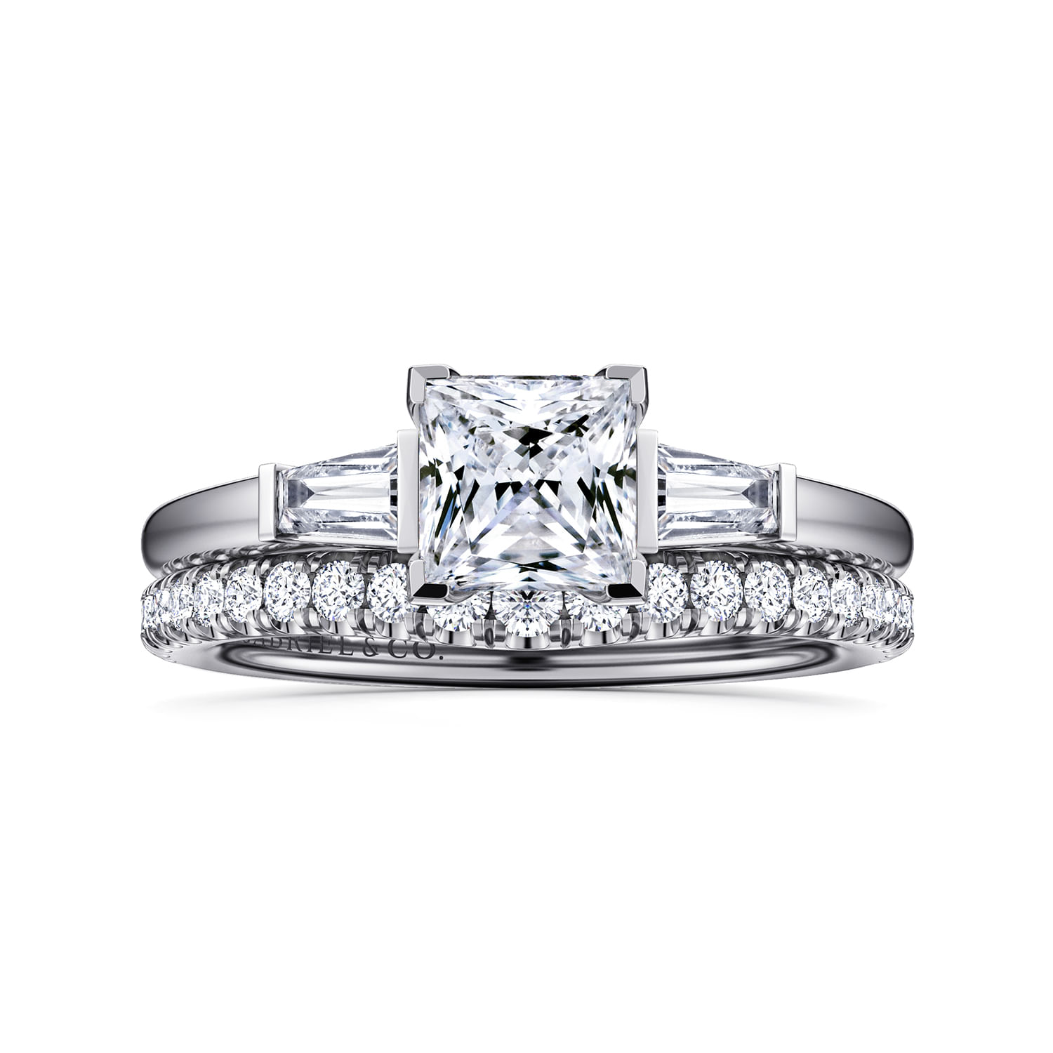 Acacia - 14K White Gold Princess Cut Three Stone Diamond Engagement Ring
