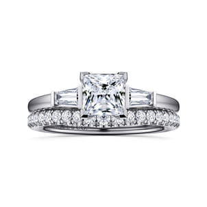 Acacia - 14K White Gold Princess Cut Three Stone Diamond Engagement Ring
