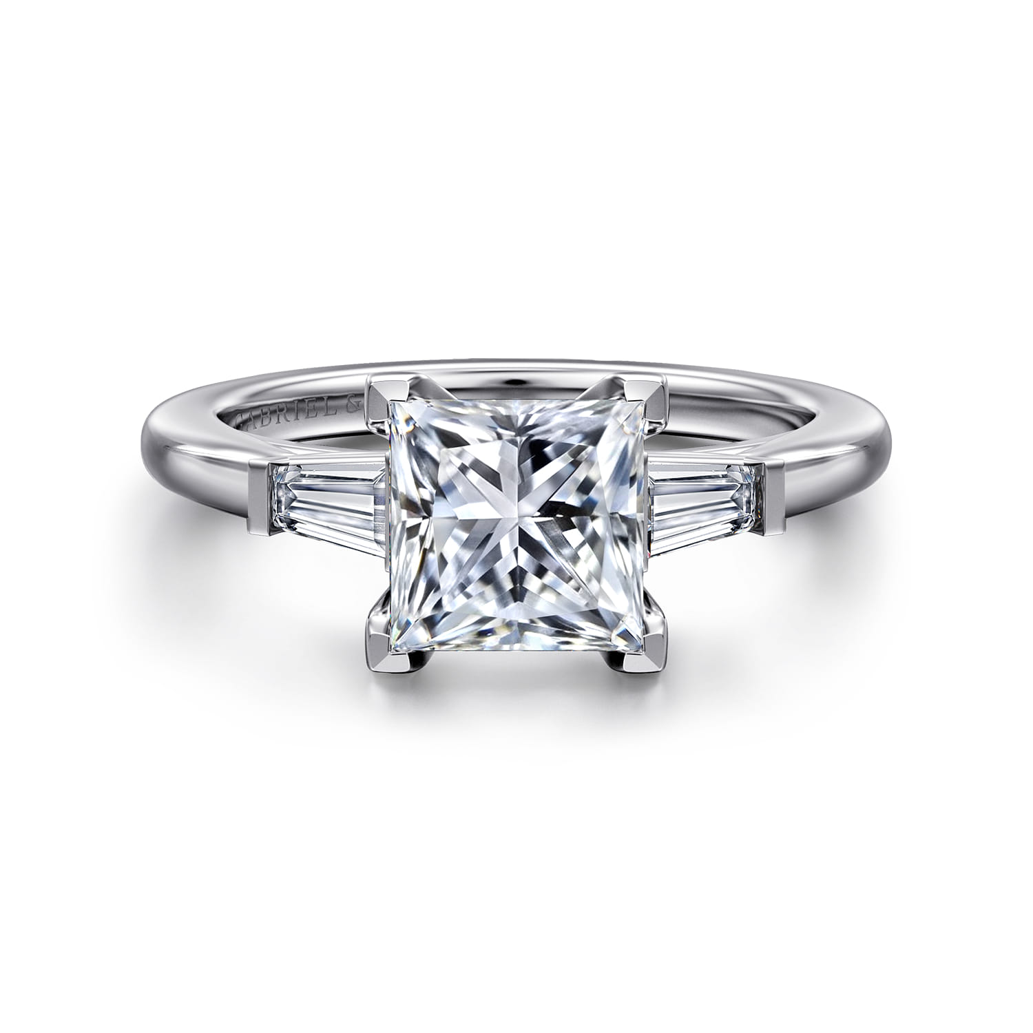 Acacia - 14K White Gold Princess Cut Three Stone Diamond Engagement Ring