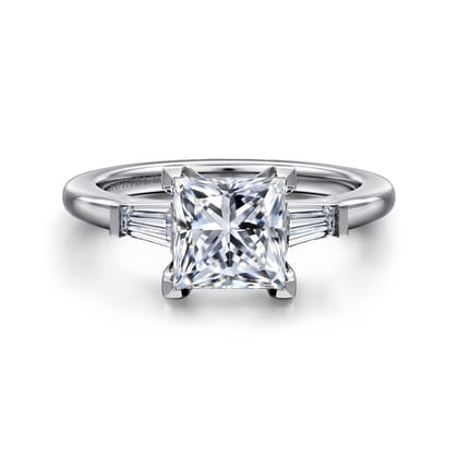 Acacia - 14K White Gold Princess Cut Three Stone Diamond Engagement Ring
