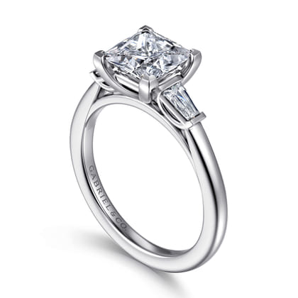 Acacia - 14K White Gold Princess Cut Three Stone Diamond Engagement Ring