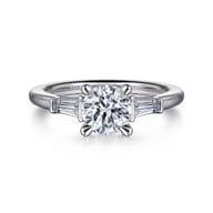 Acacia - 14K White Gold Round Three Stone Diamond Engagement Ring
