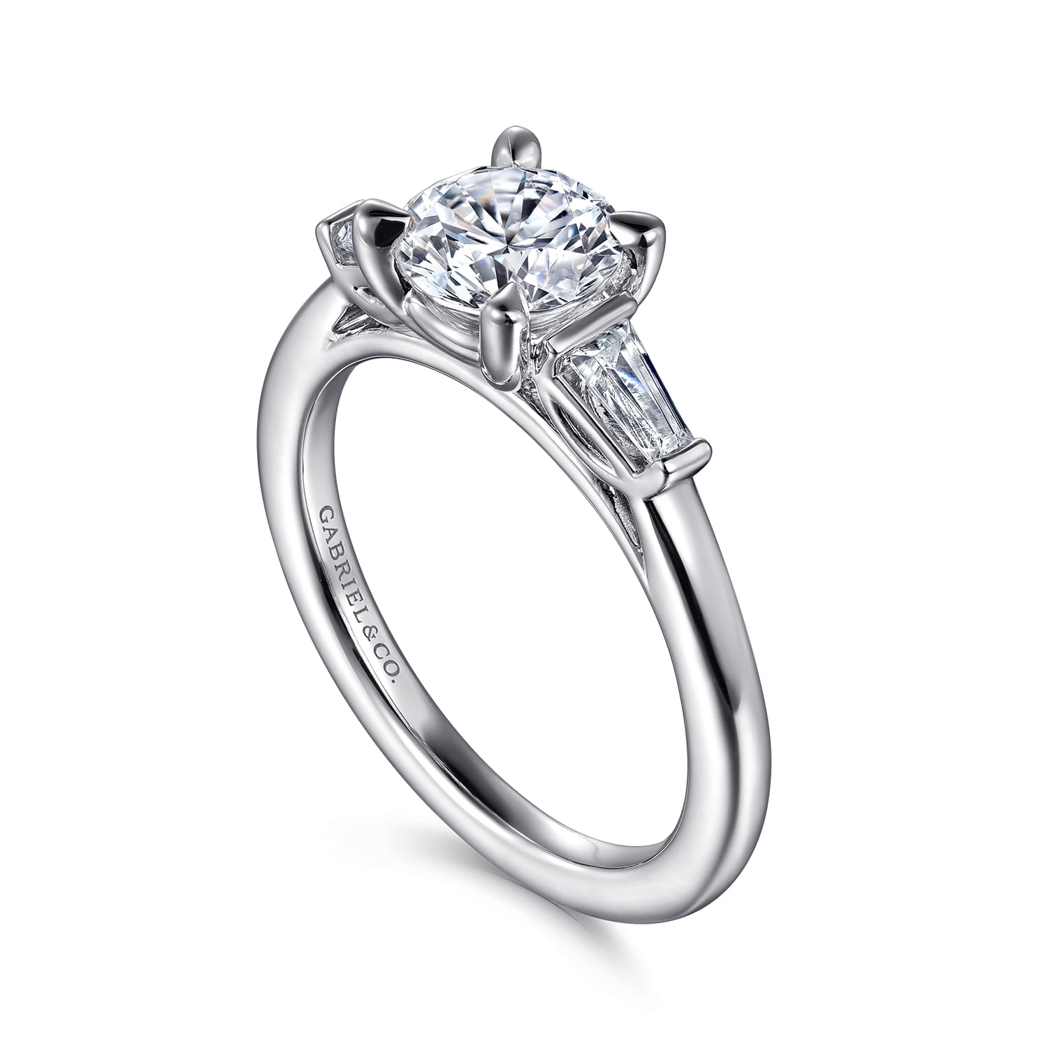 Acacia - 14K White Gold Round Three Stone Diamond Engagement Ring