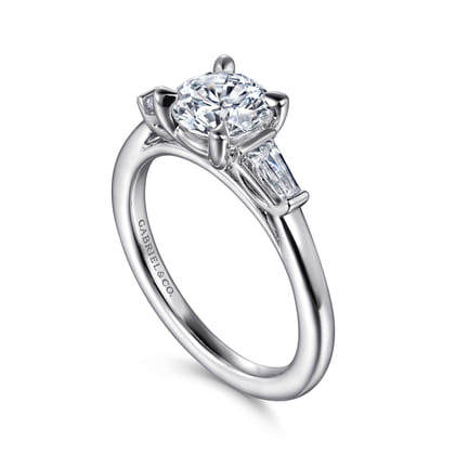 Acacia - 14K White Gold Round Three Stone Diamond Engagement Ring