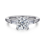 Acacia - 14K White Gold Round Three Stone Diamond Engagement Ring