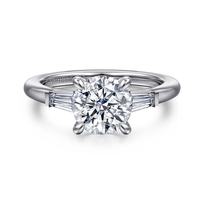 Acacia - 14K White Gold Round Three Stone Diamond Engagement Ring