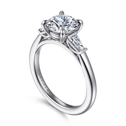 Acacia - 14K White Gold Round Three Stone Diamond Engagement Ring