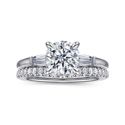 Acacia - 14K White Gold Round Three Stone Diamond Engagement Ring
