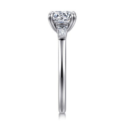 Acacia - 14K White Gold Round Three Stone Diamond Engagement Ring