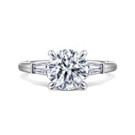 Acacia - 14K White Gold Round Three Stone Diamond Engagement Ring