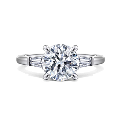 Acacia - 14K White Gold Round Three Stone Diamond Engagement Ring