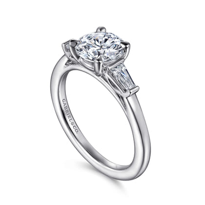 Acacia - 14K White Gold Round Three Stone Diamond Engagement Ring