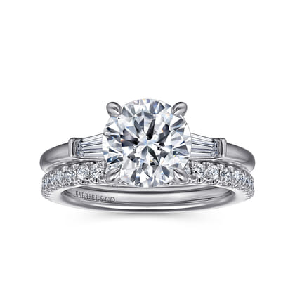 Acacia - 14K White Gold Round Three Stone Diamond Engagement Ring