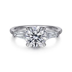 14K White Gold Round Three Stone Diamond Engagement Ring