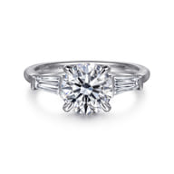 Acacia - 14K White Gold Round Three Stone Diamond Engagement Ring
