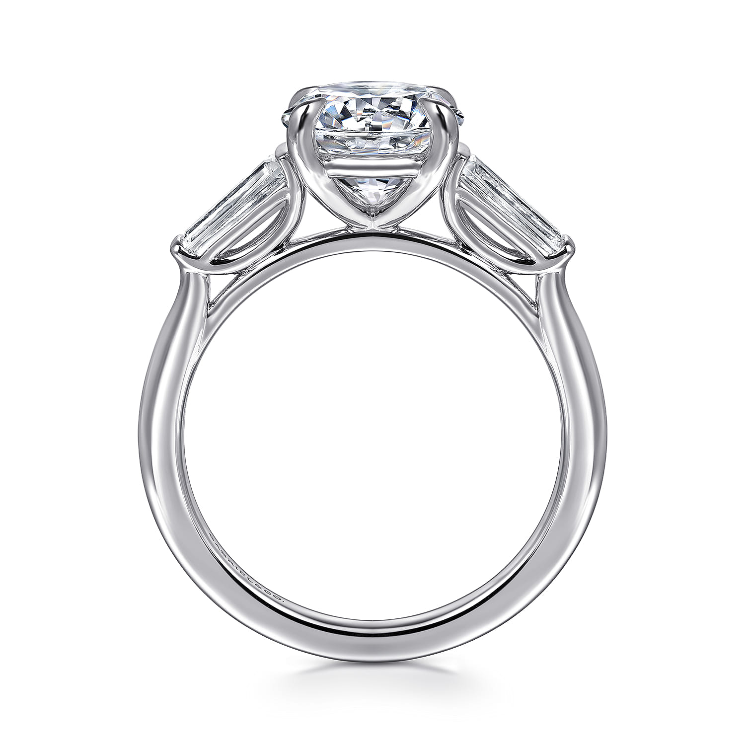 Acacia - 14K White Gold Round Three Stone Diamond Engagement Ring