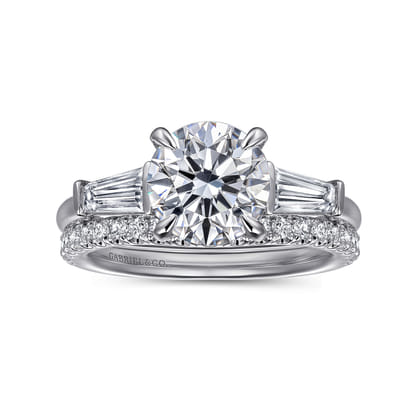 Acacia - 14K White Gold Round Three Stone Diamond Engagement Ring