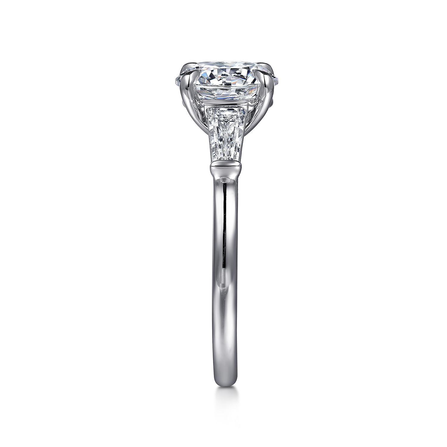 Acacia - 14K White Gold Round Three Stone Diamond Engagement Ring