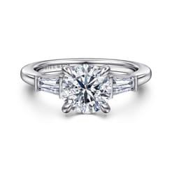 Acacia - 14K White Gold Round Three Stone Diamond Engagement Ring